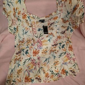 Torrid Cream Flutter Sleeve Blouse